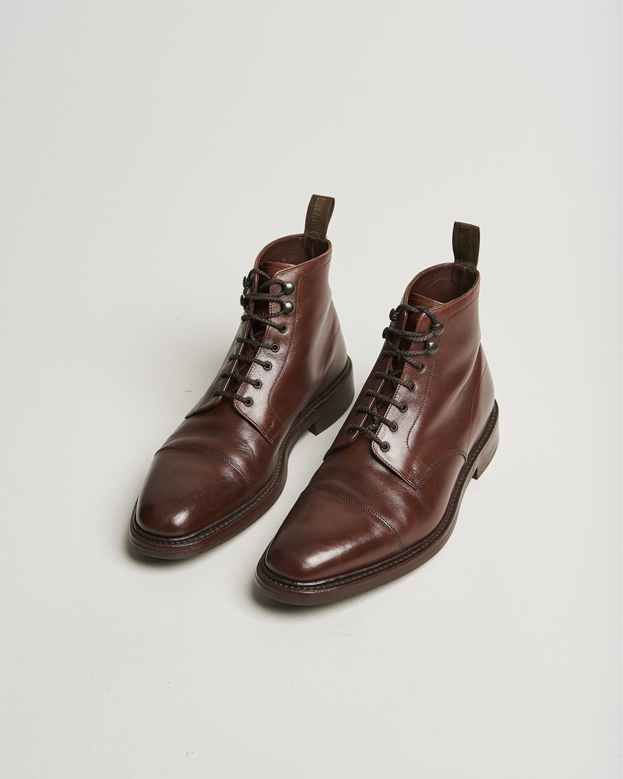 Men | Loake 1880 Roehampton Boot Dk Brown Burnished Calf | Pre-owned | Loake 1880 Roehampton Boot Dk Brown Burnished Calf