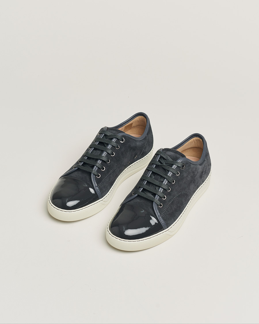 Men | Lanvin DBB1 Patent Cap Toe Sneaker Dark Grey | Pre-owned | Lanvin DBB1 Patent Cap Toe Sneaker Dark Grey