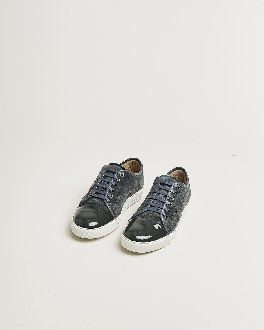 Men | Lanvin Patent Cap Toe Sneaker Dark Grey | Pre-owned | Lanvin Patent Cap Toe Sneaker Dark Grey