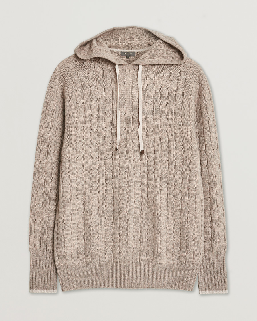 Men | Pre-owned Sweaters & Knitwear | Pre-owned | N. Peal Cable Cashmere Hoodie Beige S