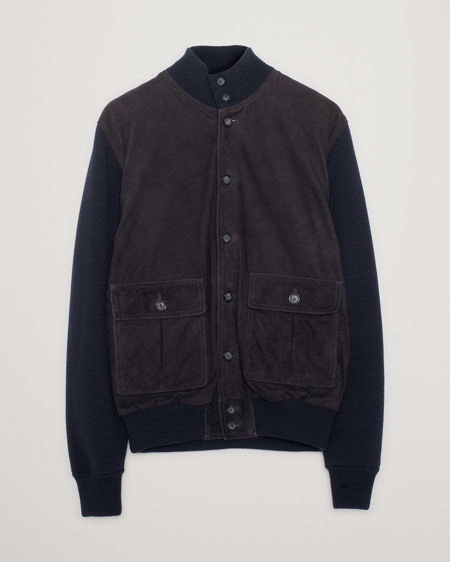 Men | Coats & Jackets | Pre-owned | Valstar Valstarino Suede Combo Jacket Navy Suede
