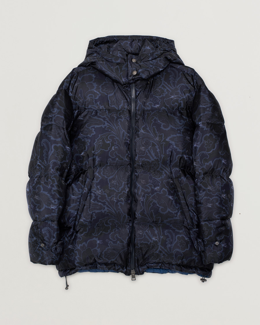Men | Etro Patterned Down Jacket Navy XL | Pre-owned | Etro Patterned Down Jacket Navy XL