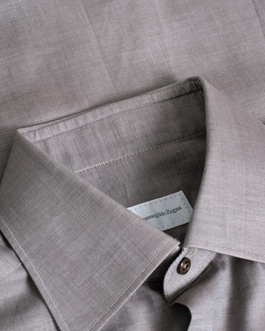 Men | Pre-owned Shirts | Pre-owned | Ermenegildo Zegna Slim Fit Cotton Shirt Grey M