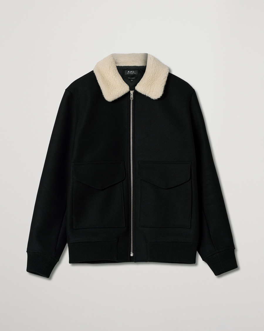 Men | Coats & Jackets | Pre-owned | A.P.C. Ben Shearling Bomber Jacket Black
