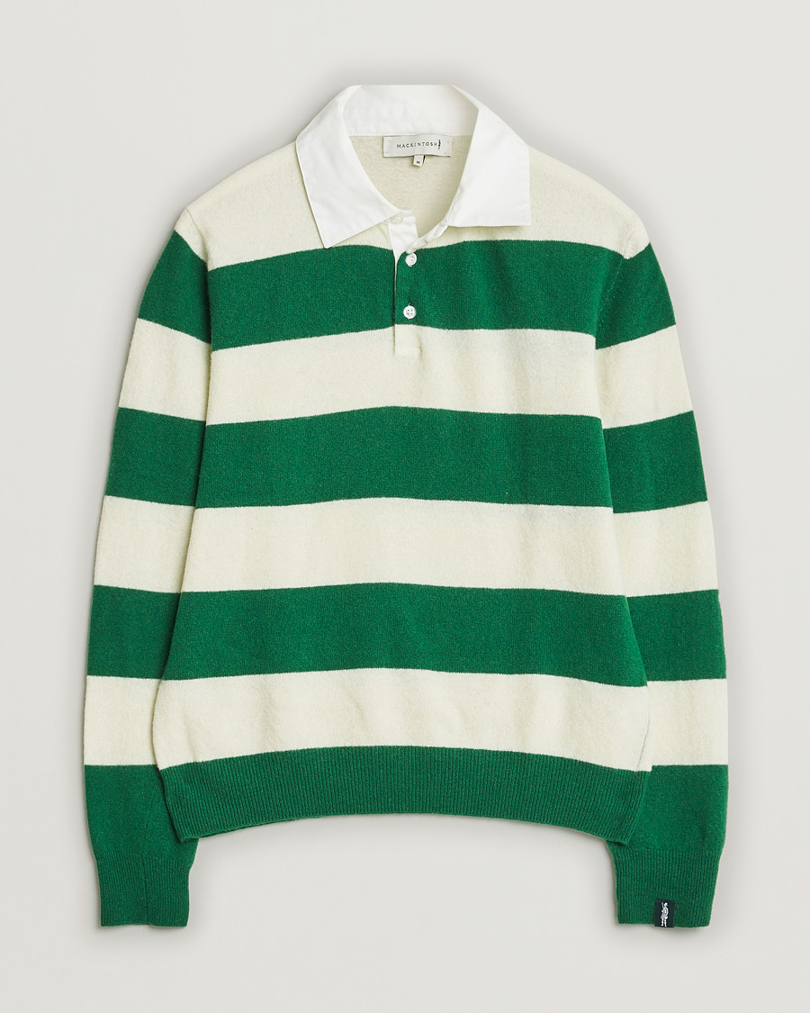 Men | Mackintosh Knitted Wool Rugby Sweater Green/White | Pre-owned | Mackintosh Knitted Wool Rugby Sweater Green/White