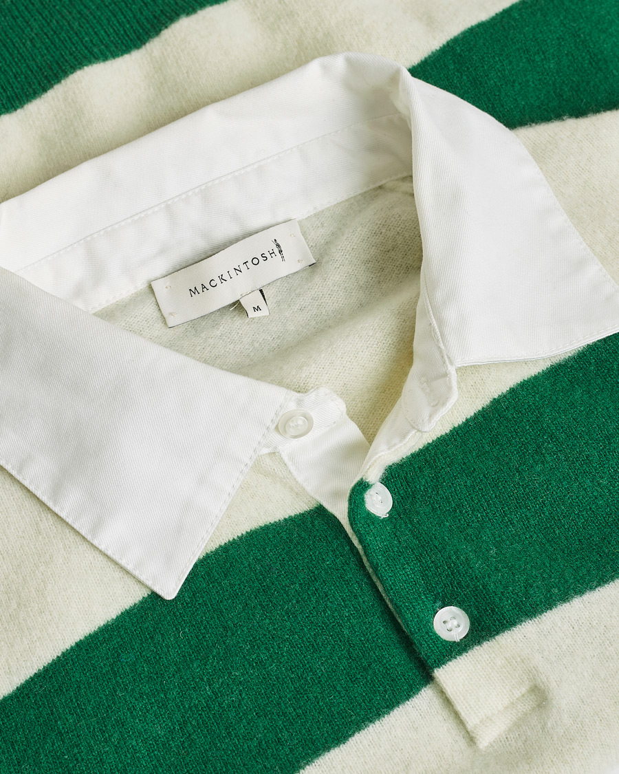 Men | Mackintosh Knitted Wool Rugby Sweater Green/White | Pre-owned | Mackintosh Knitted Wool Rugby Sweater Green/White