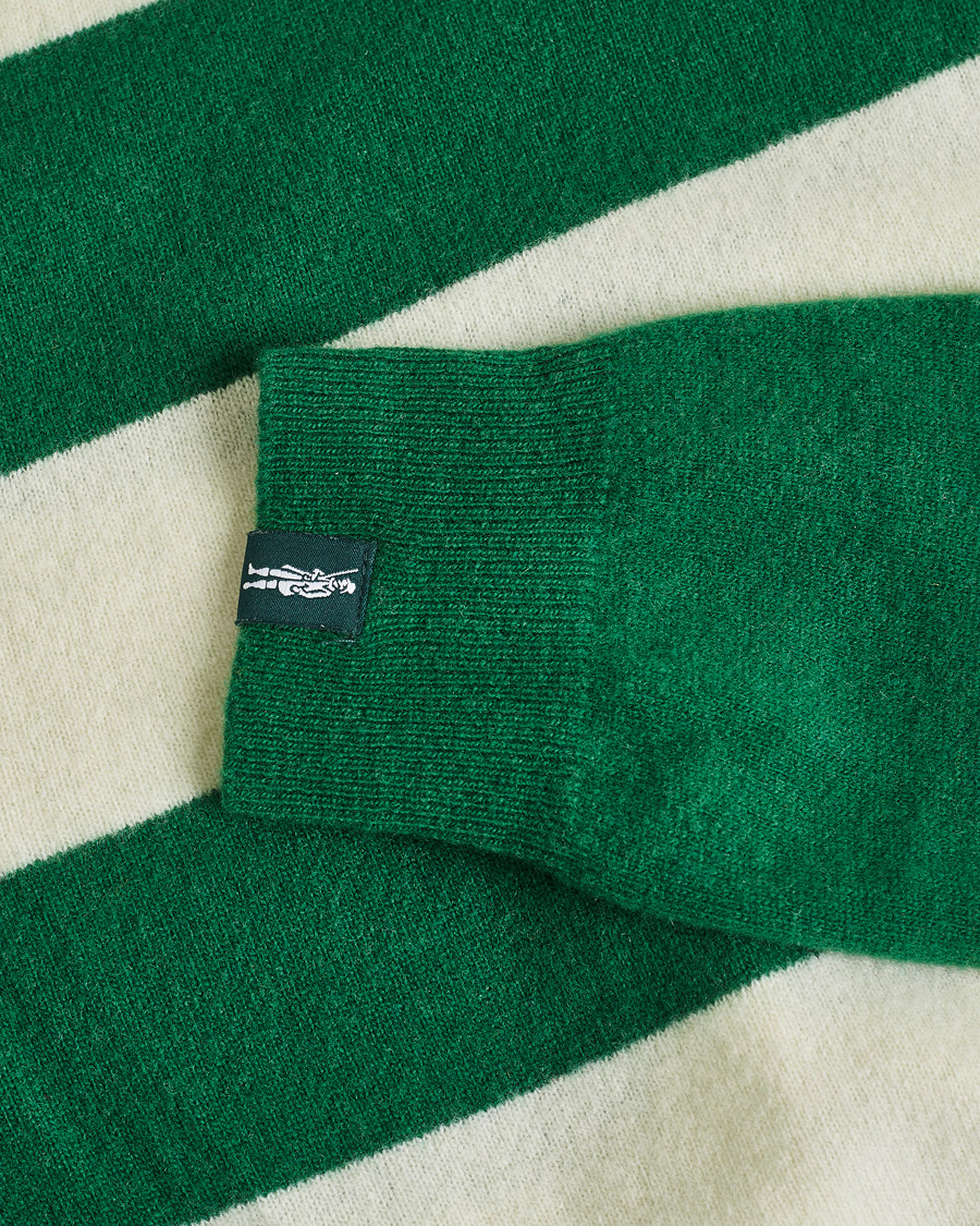 Men | Mackintosh Knitted Wool Rugby Sweater Green/White | Pre-owned | Mackintosh Knitted Wool Rugby Sweater Green/White