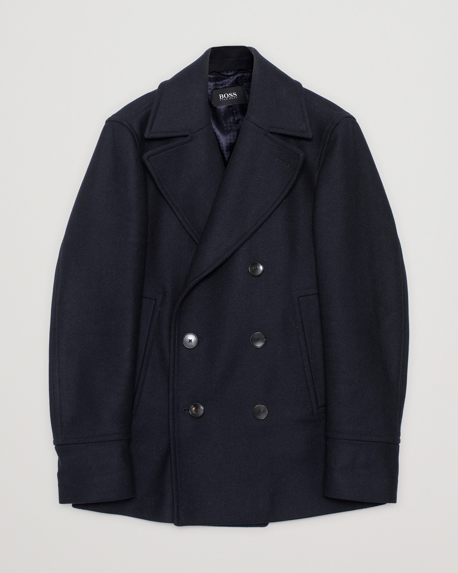 Men | Coats & Jackets | Pre-owned | BOSS Hyde Peacoat Dark Blue