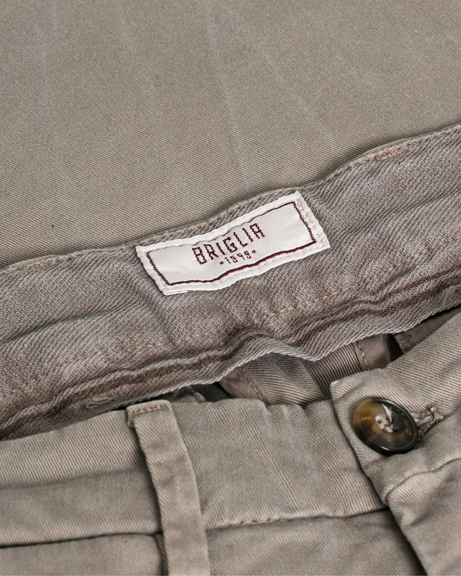 Men | Trousers | Pre-owned | Briglia 1949 Slim Fit Cotton Stretch Chino Taupe