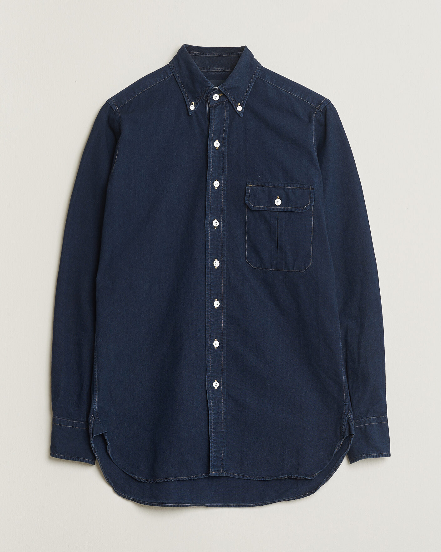 Men | Pre-owned Shirts | Pre-owned | Drake's The American Flap B.O Oxford Shirt Navy 15,5(39 - M)