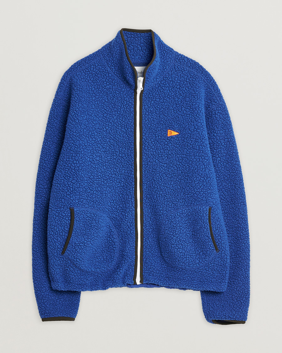 Men | Drake's Rib BRib Bound Fleece Jacket Blue | Pre-owned | Drake's Rib BRib Bound Fleece Jacket Blue
