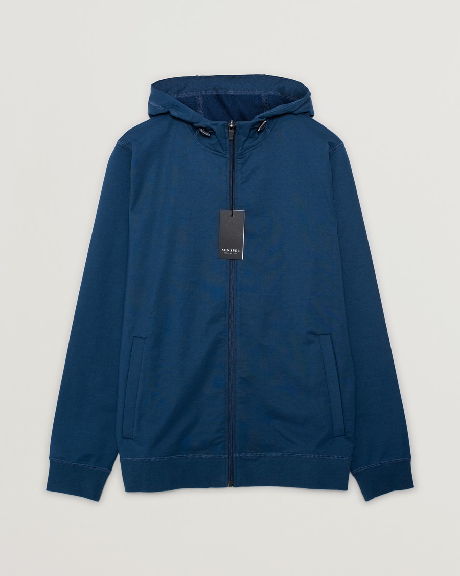 Men | Sweaters & Knitwear | Pre-owned | Sunspel Active Full Zip Hood Navy