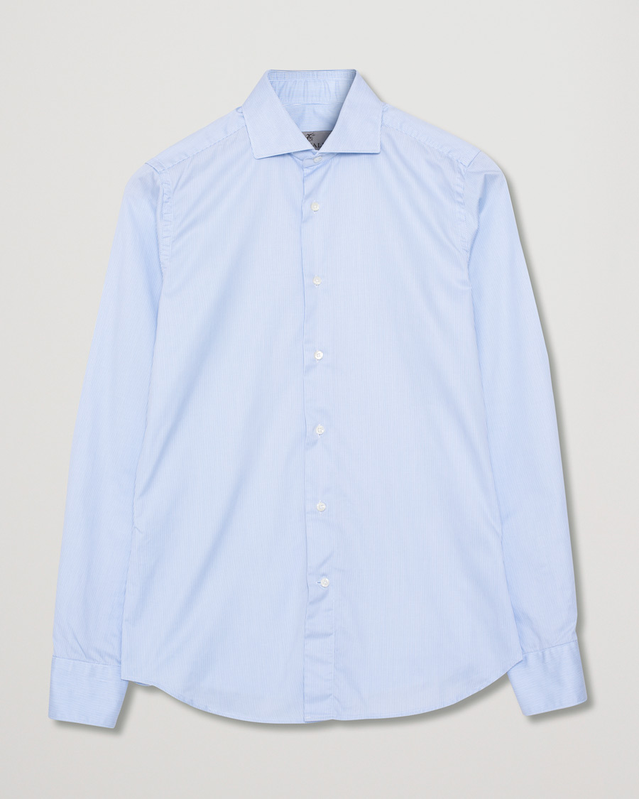 Men | Shirts | Pre-owned | Canali Slim Fit Striped Cotton Shirt Light Blue