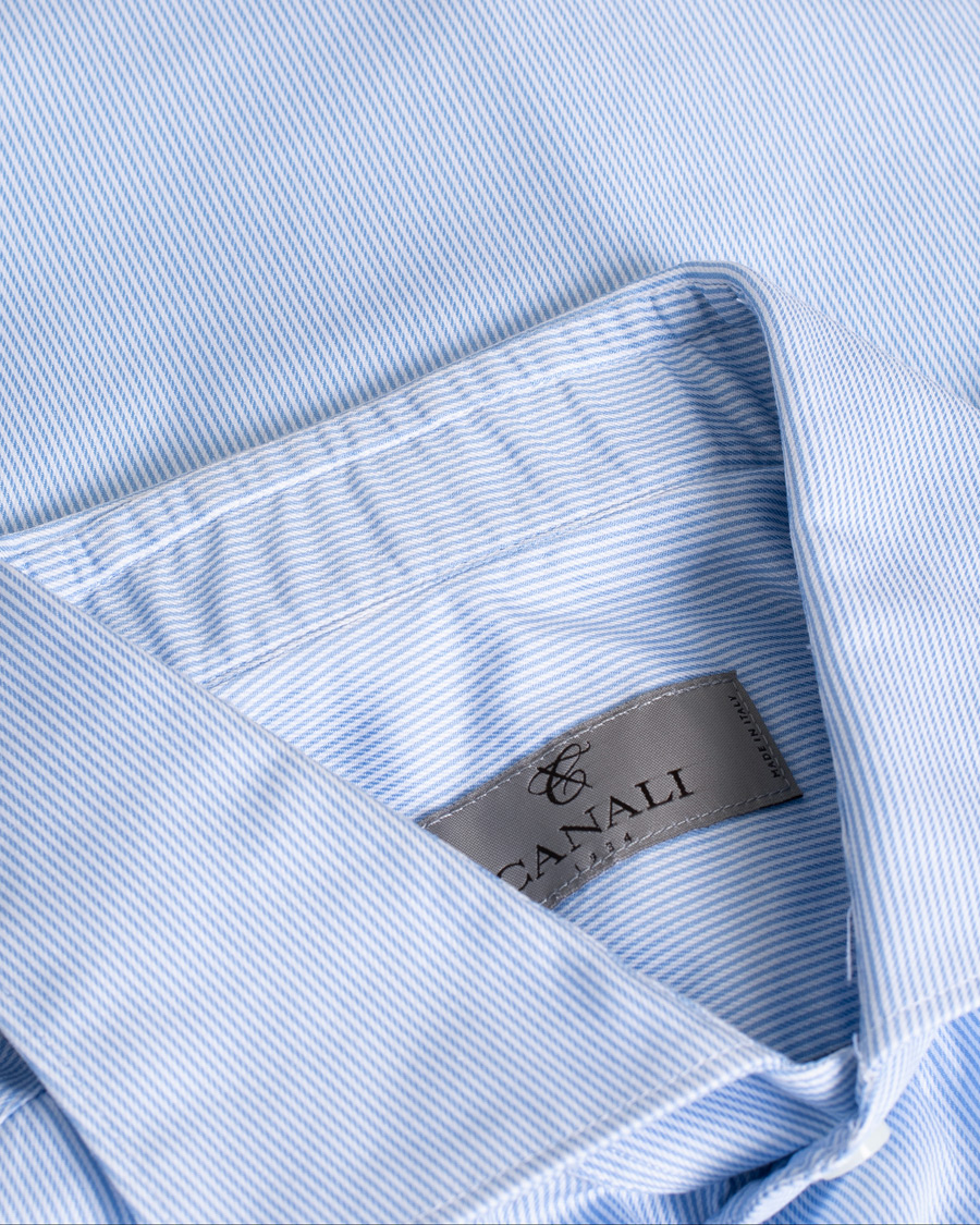 Men | Shirts | Pre-owned | Canali Slim Fit Striped Cotton Shirt Light Blue
