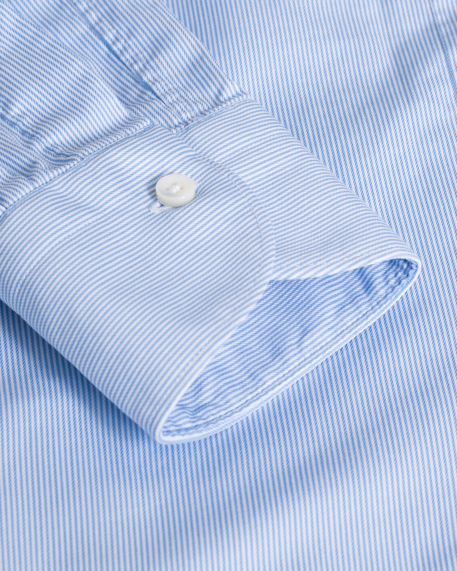 Men | Shirts | Pre-owned | Canali Slim Fit Striped Cotton Shirt Light Blue