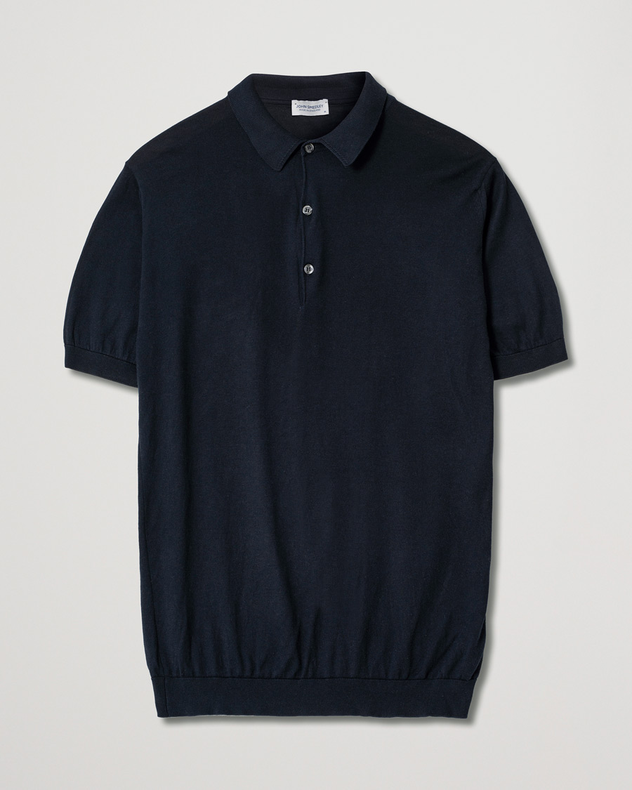 Men | Polo Shirts | Pre-owned | John Smedley Adrian Slim Fit Sea Island Polo Navy