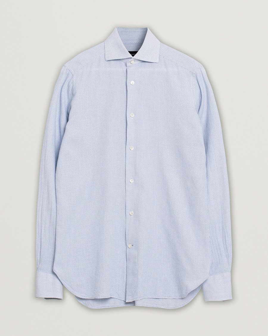 Men | Shirts | Pre-owned | Ermenegildo Zegna Slim Fit Cotton Blend Shirt Light Blue Check 38 - S