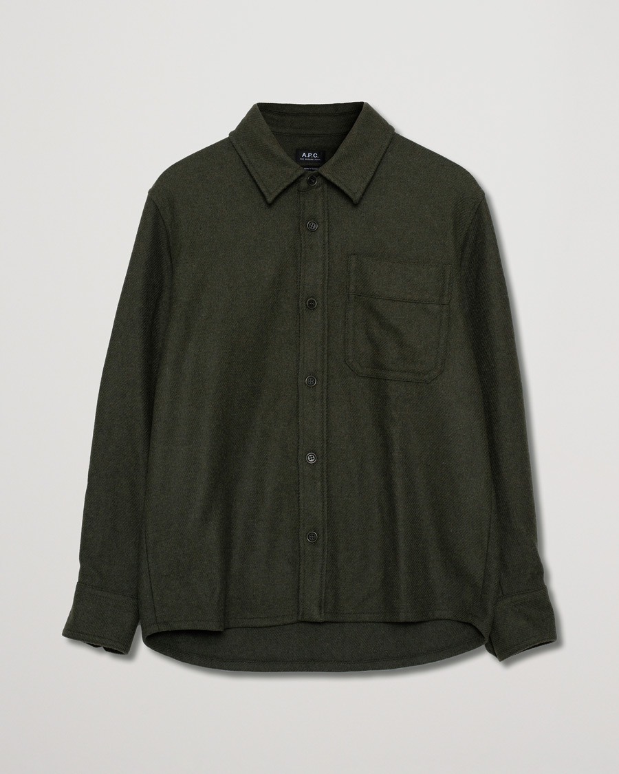 Men | Shirts | Pre-owned | A.P.C. Basile Wool Shirt Jacket Olive