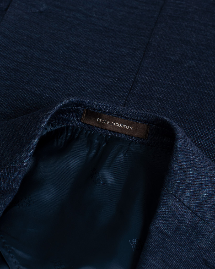 Men | Blazers | Pre-owned | Oscar Jacobson Egel Patch Linen Blazer Blue 50
