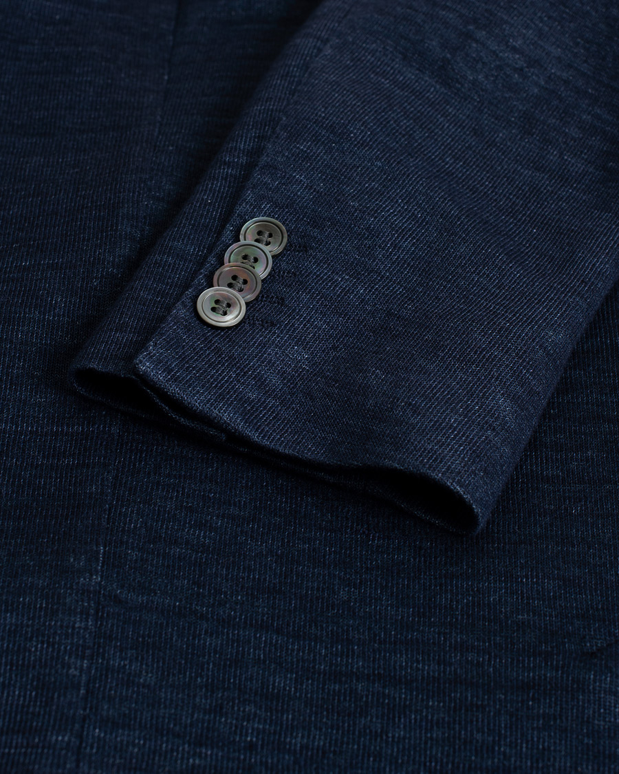 Men | Blazers | Pre-owned | Oscar Jacobson Egel Patch Linen Blazer Blue 50