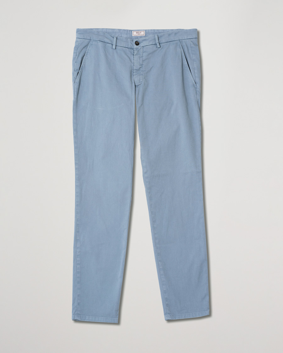 Men | Trousers | Pre-owned | Briglia 1949 Slim Fit Cotton Chinos Light Blue