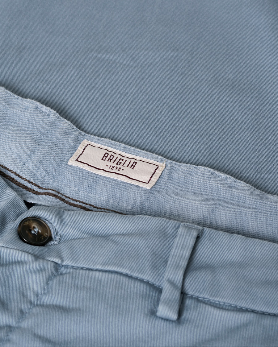 Men | Trousers | Pre-owned | Briglia 1949 Slim Fit Cotton Chinos Light Blue