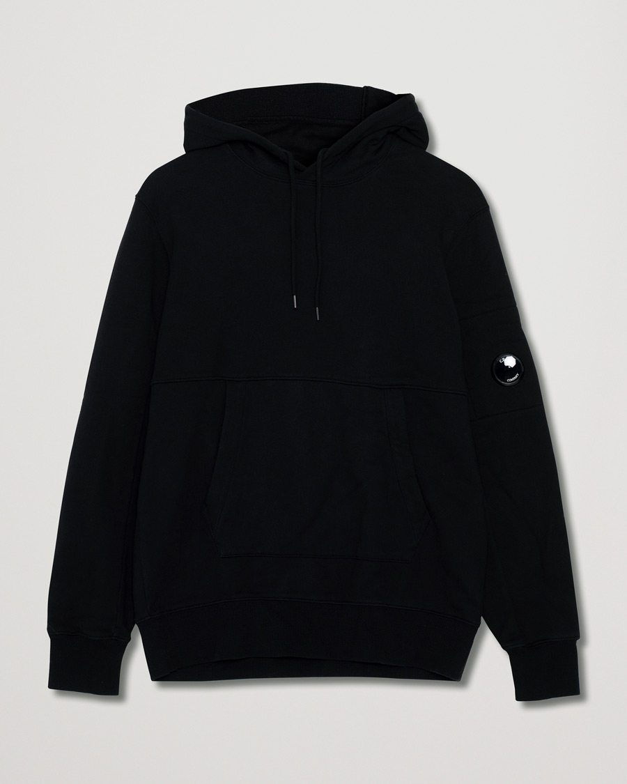 Men | Sweaters & Knitwear | Pre-owned | C.P. Company Diagonal Raised Fleece Hooded Lens Sweatshirt Black