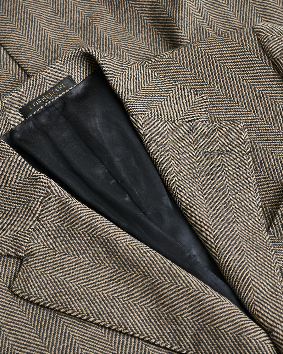 Men | Pre-owned Coats & Jackets | Pre-owned | Corneliani Cashmere Blend Herringbone Coat Brown 46