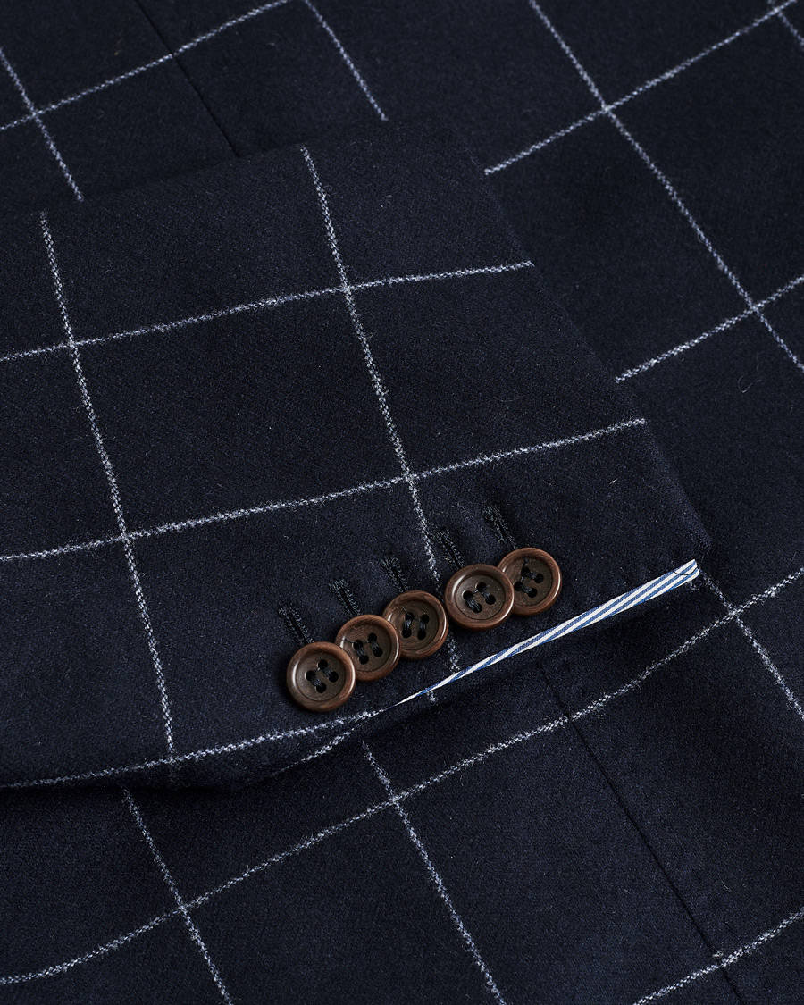 Men | Morris Heritage Check Flannel Blazer Navy 48 | Pre-owned | Morris Heritage Check Flannel Blazer Navy 48