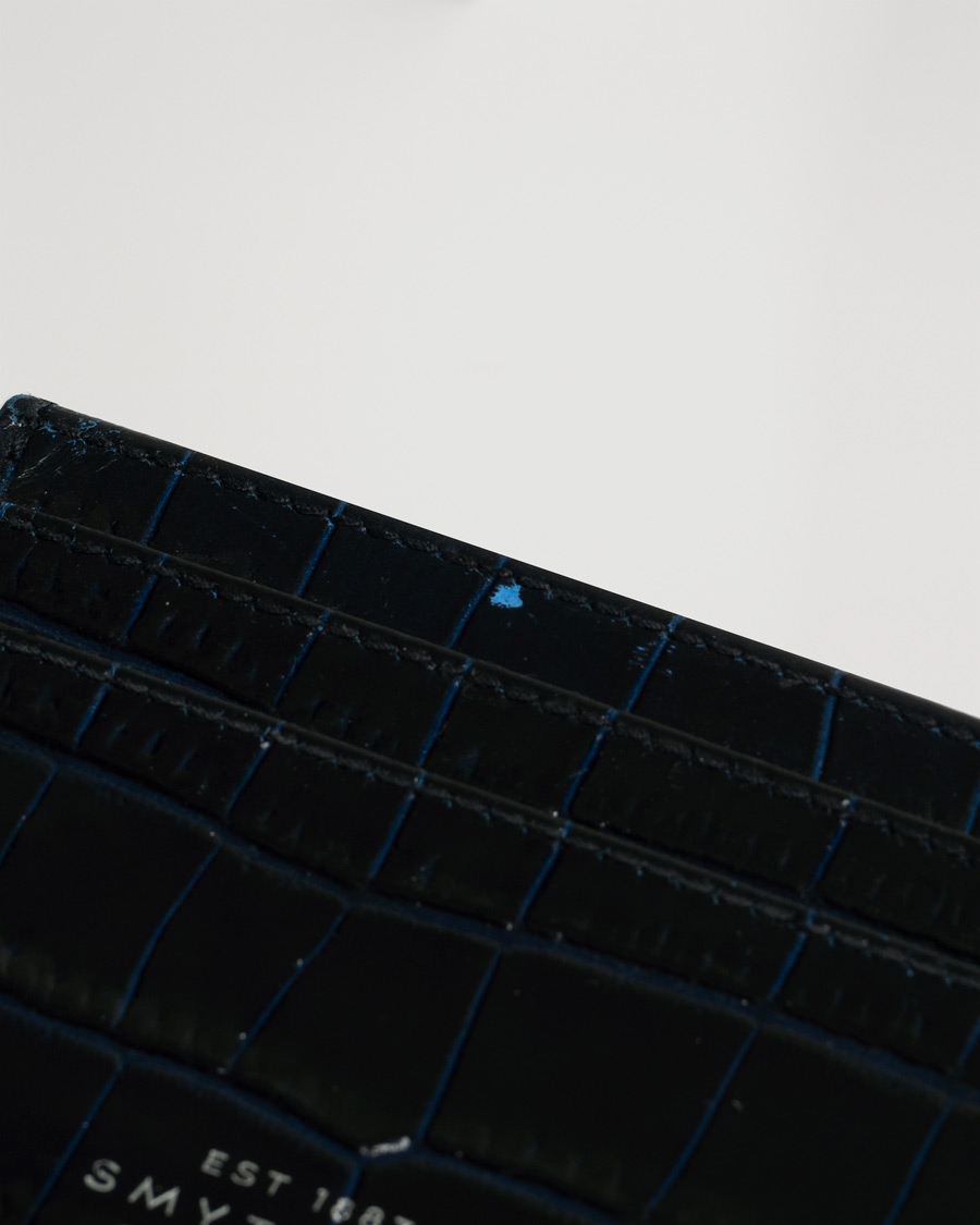 Men | Smythson Mara Flat Card Holder Navy | Pre-owned | Smythson Mara Flat Card Holder Navy