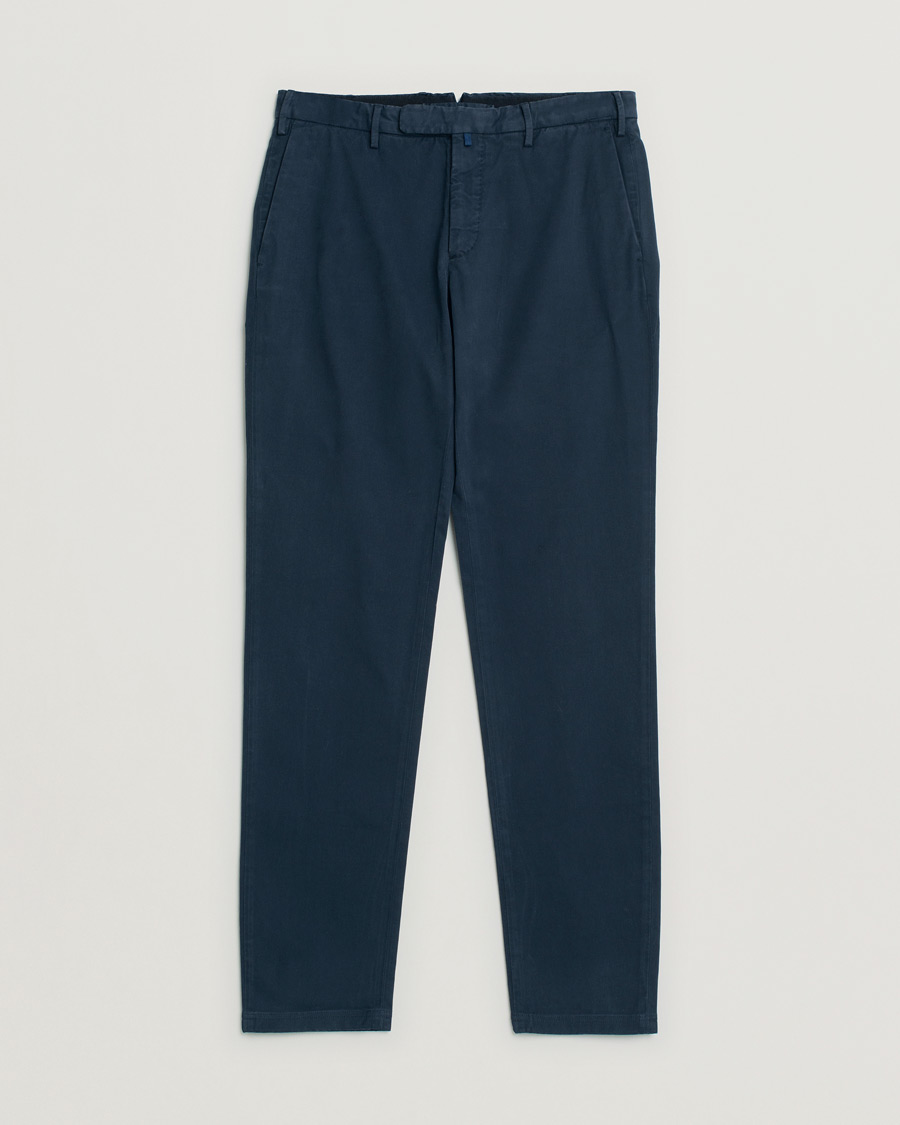 Men | Trousers | Pre-owned | Incotex Slim Fit Cotton Stretch Chinos Navy