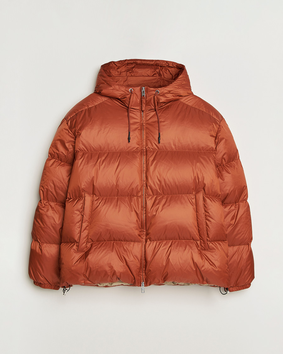 Men | Pre-owned Coats & Jackets | Pre-owned | GANT Shiny Puffer Hooded Jacket Rust XL