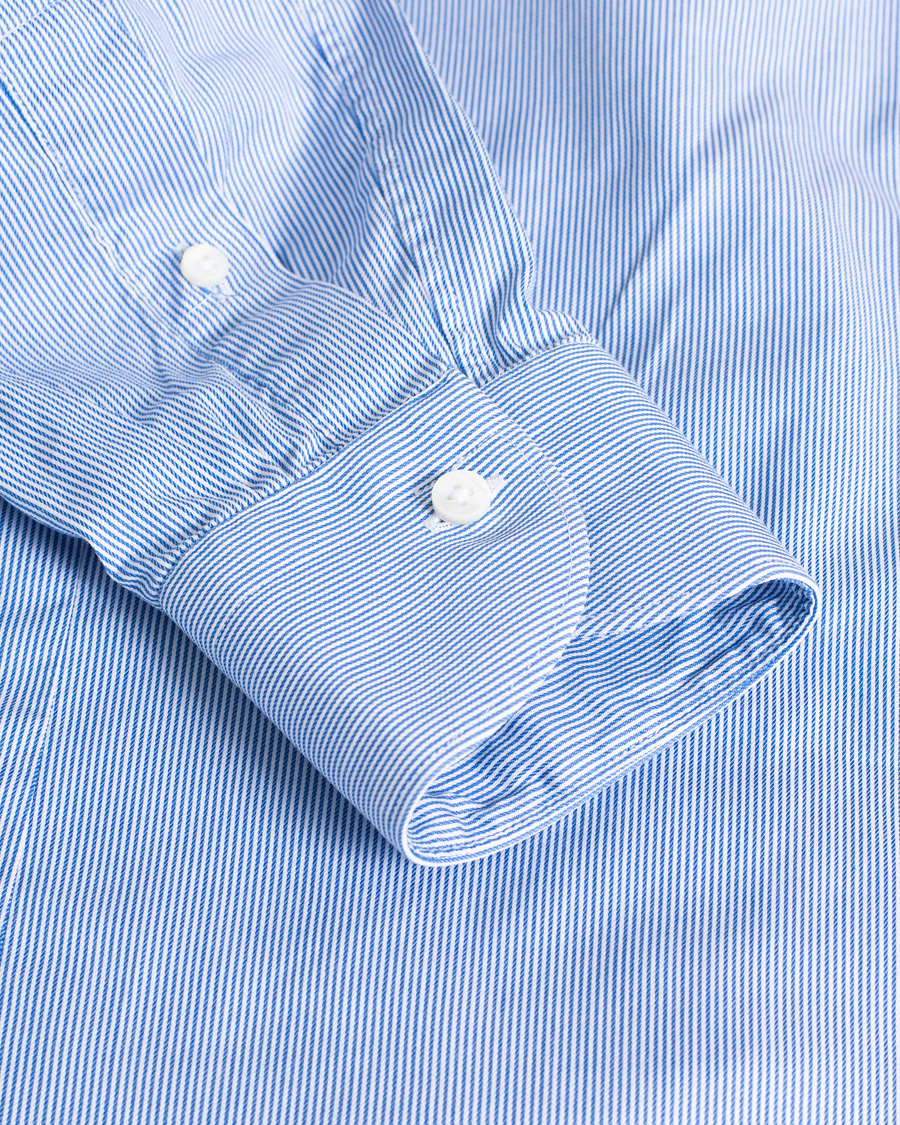 Men | Shirts | Pre-owned | Canali Slim Fit Cut Away Shirt Blue Stripe