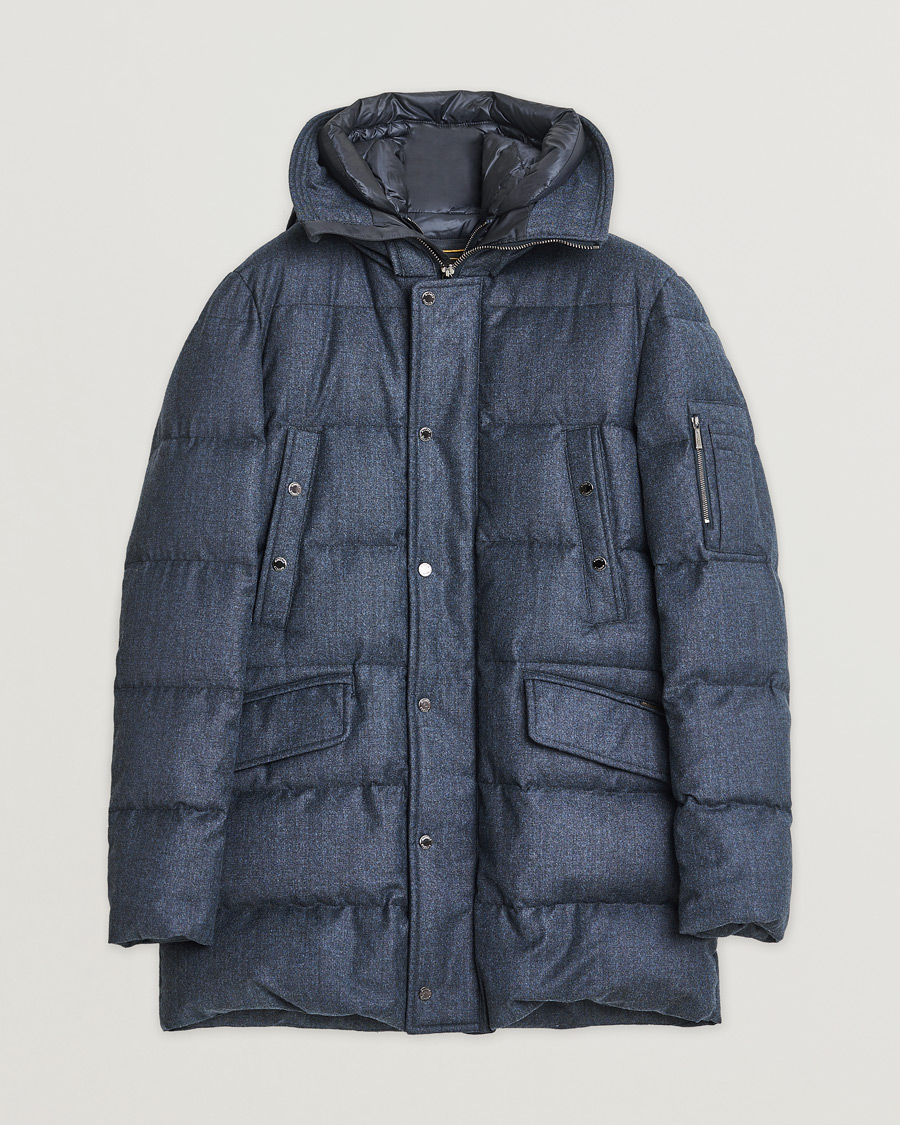 MooRER Grima Flannel Wool Padded Parka Navy 50 at
