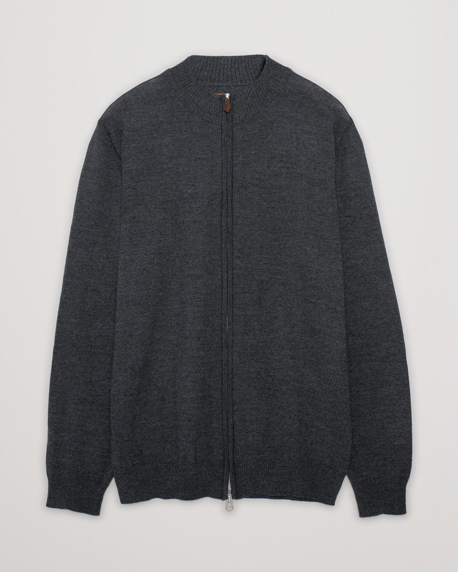 Men | Sweaters & Knitwear | Pre-owned | Stenströms Merino Full Zip Charcoal Grey