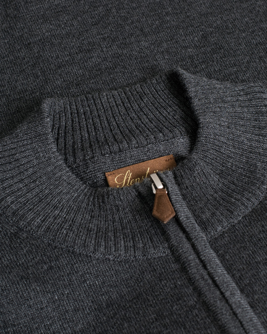 Men | Sweaters & Knitwear | Pre-owned | Stenströms Merino Full Zip Charcoal Grey