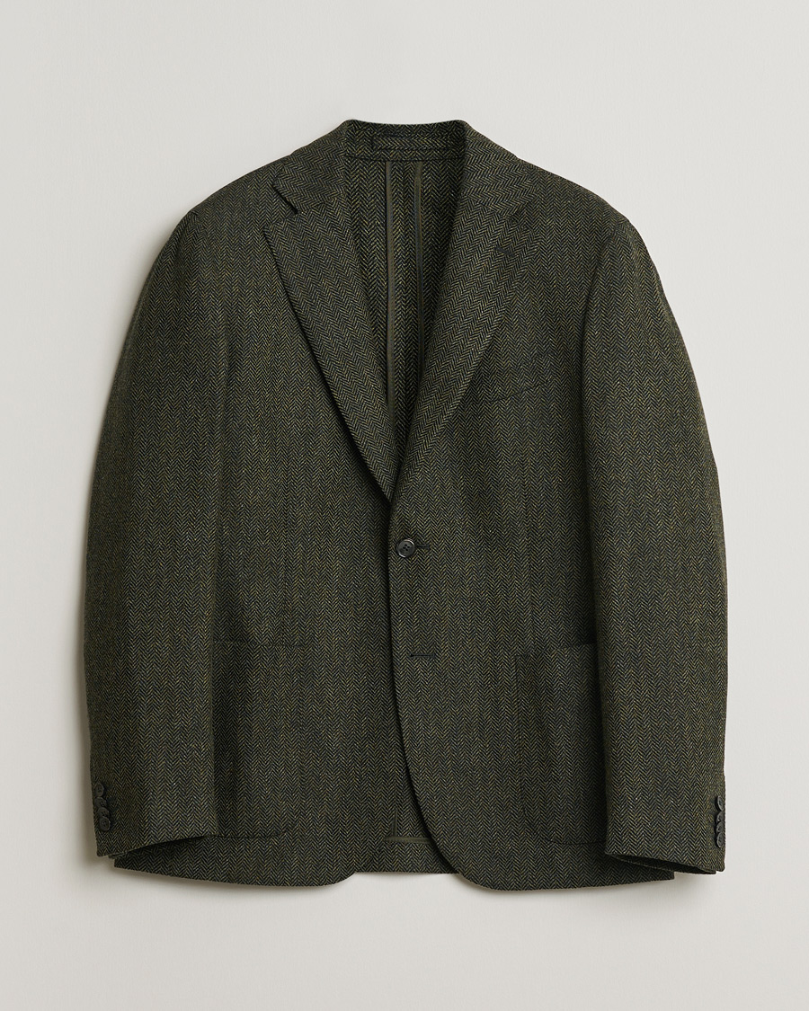 Men | Pre-owned Blazers | Pre-owned | L.B.M. 1911 Herringbone Wool Blazer Green 52
