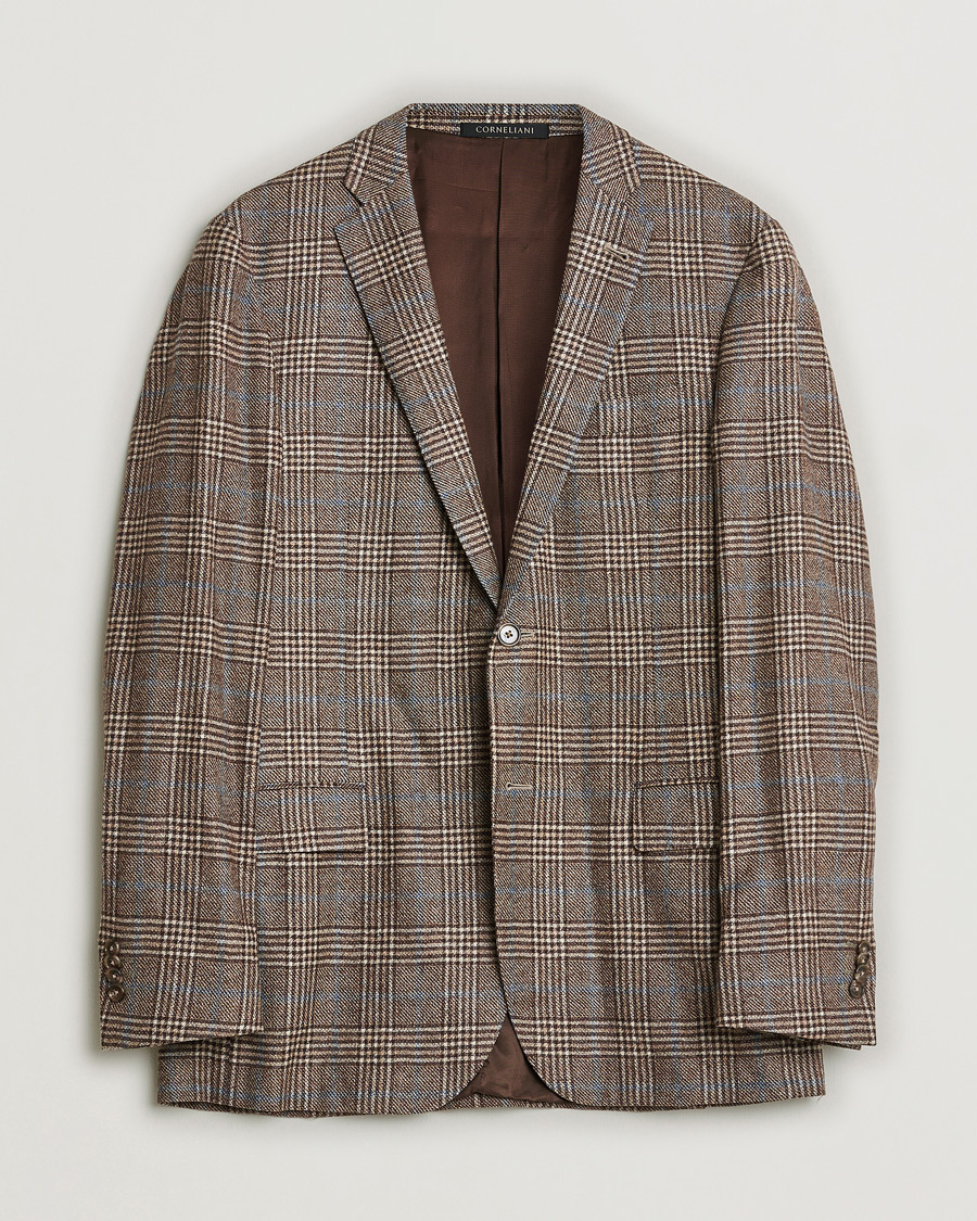 Men | Pre-owned Blazers | Pre-owned | Corneliani Check Wool Blazer Brown 52