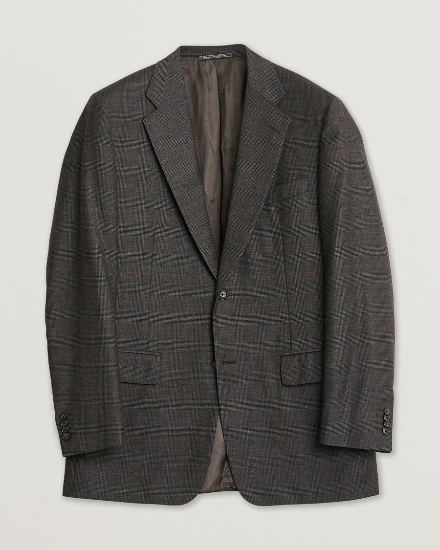 Men | Pre-owned Blazers | Pre-owned | Corneliani Check Wool Blazer Brown 50