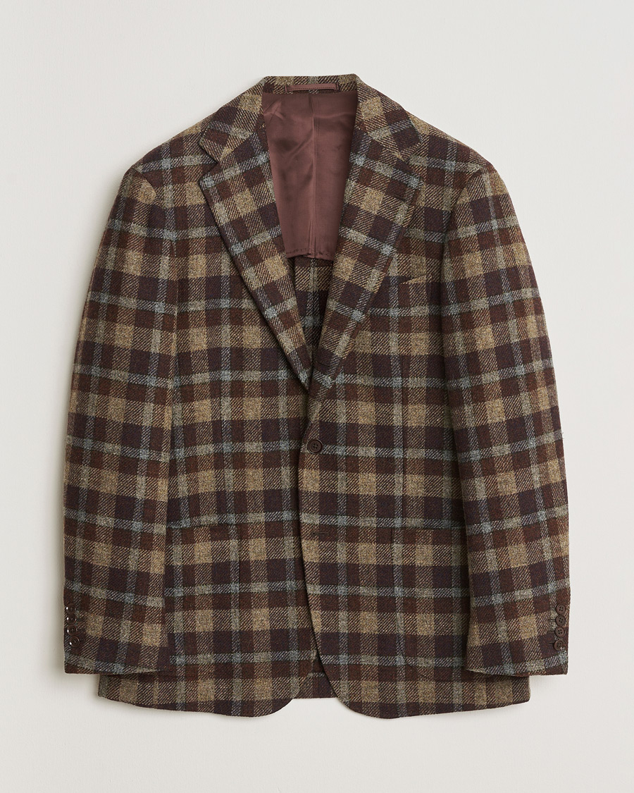 Ring Jacket Checked Wool Blazer Brown 50 at CareOfCarl.com