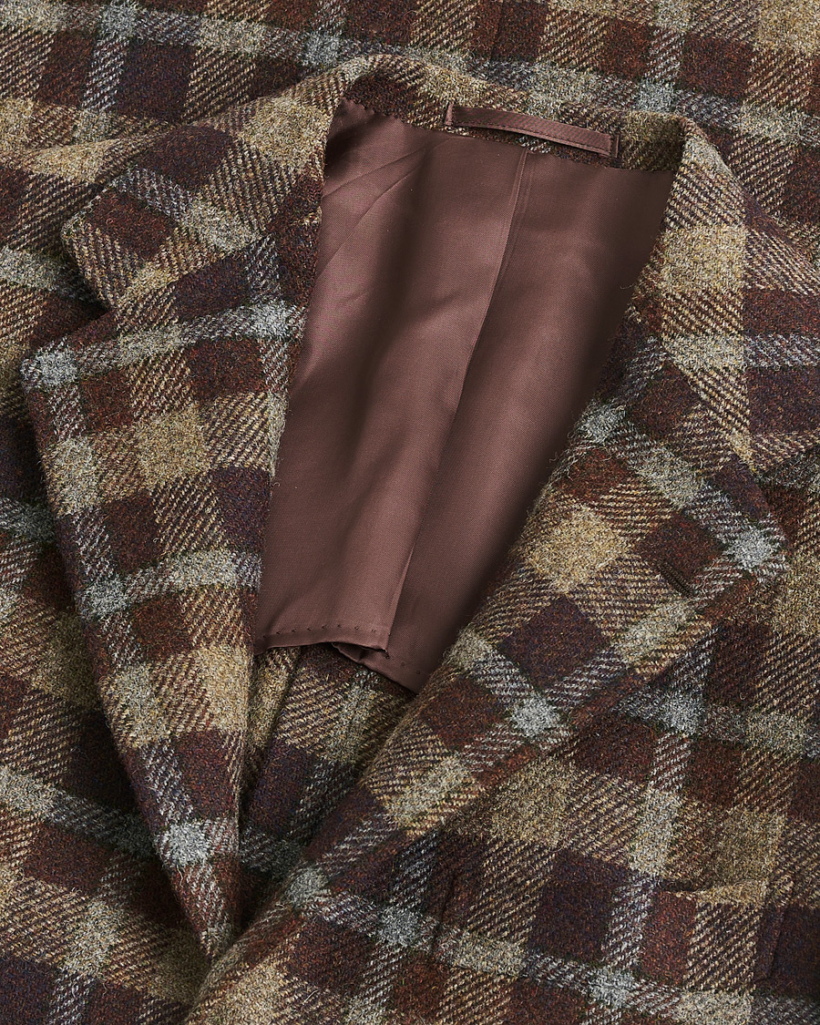 Ring Jacket Checked Wool Blazer Brown 50 at CareOfCarl.com