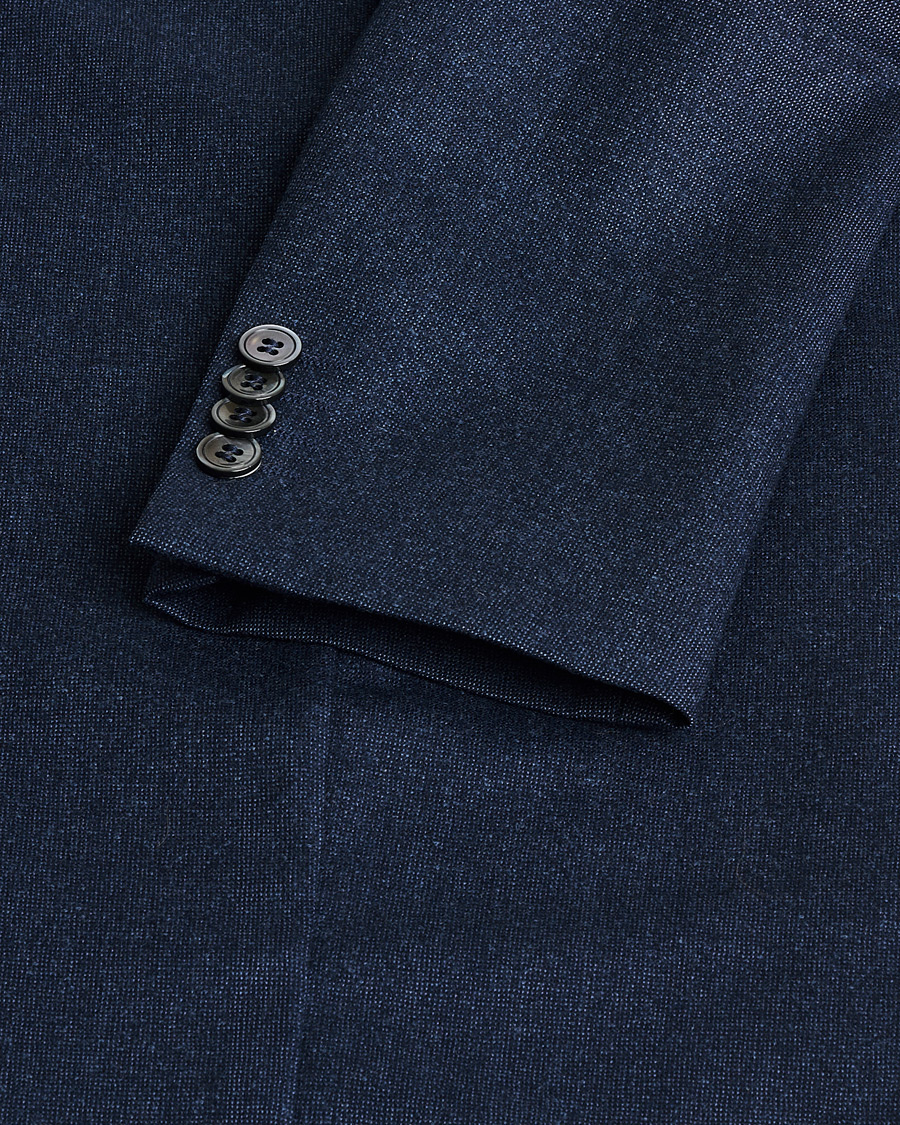 Men | Oscar Jacobson Einar Wool Flannel Blazer Blue Melange 46 | Pre-owned | Oscar Jacobson Einar Wool Flannel Blazer Blue Melange 46