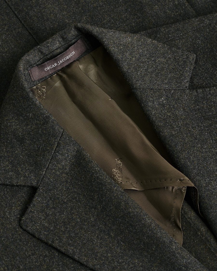 Men | Pre-owned Blazers | Pre-owned | Oscar Jacobson Edgar Wool Flannel Blazer Brown 44