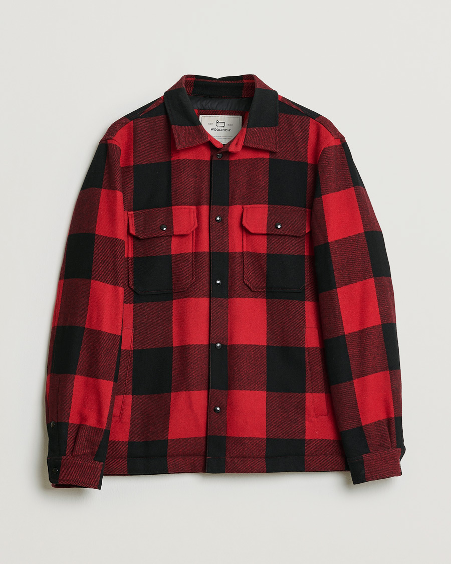 Men | Pre-owned Coats & Jackets | Pre-owned | Woolrich Alaskan Wool Padded Overshirt Red Buffalo L