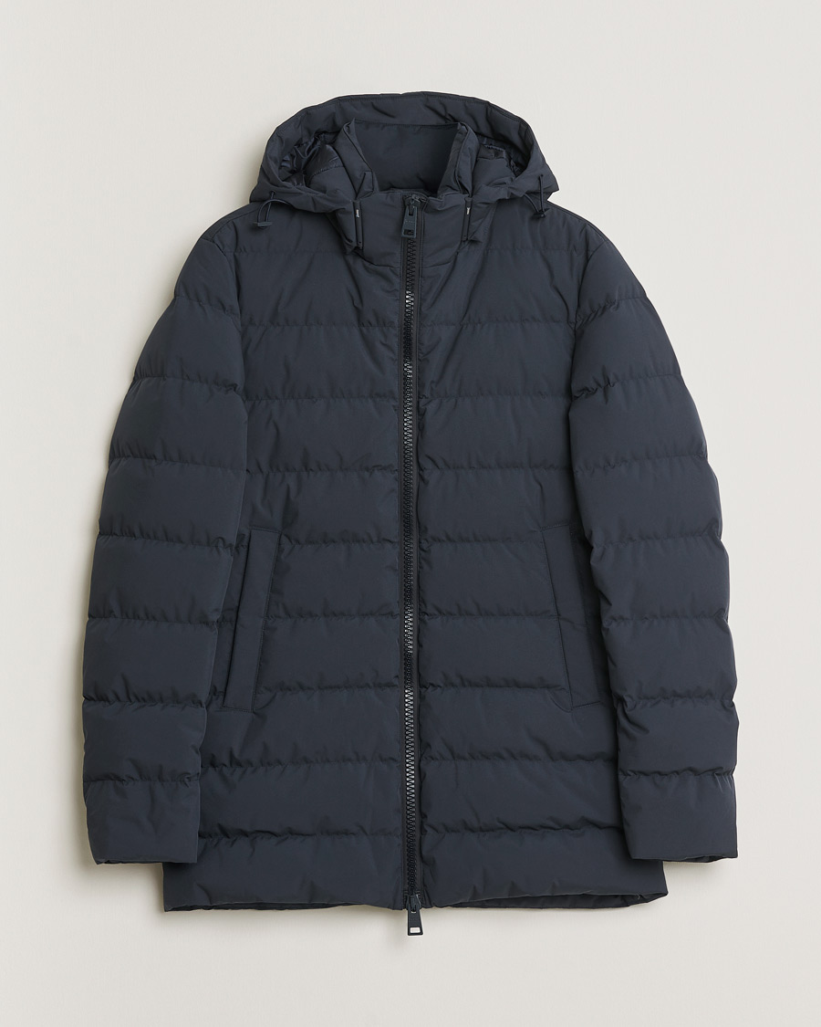 Men | Pre-owned Coats & Jackets | Pre-owned | Herno Water Repellent Half Long Parka Navy 46