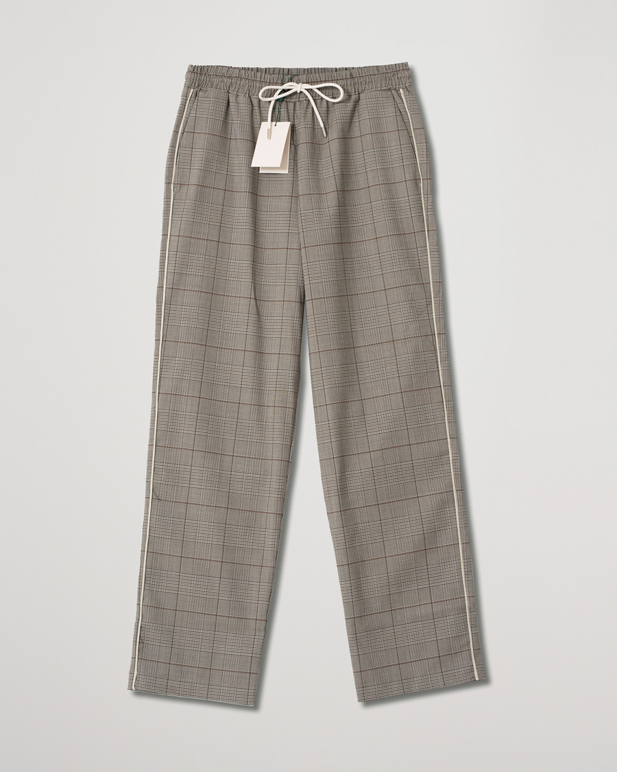 Men | Trousers | Pre-owned | Drôle de Monsieur Wool Drawstring Trousers Brown Check