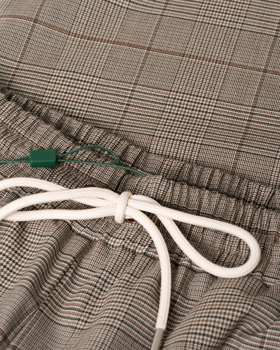 Men | Trousers | Pre-owned | Drôle de Monsieur Wool Drawstring Trousers Brown Check