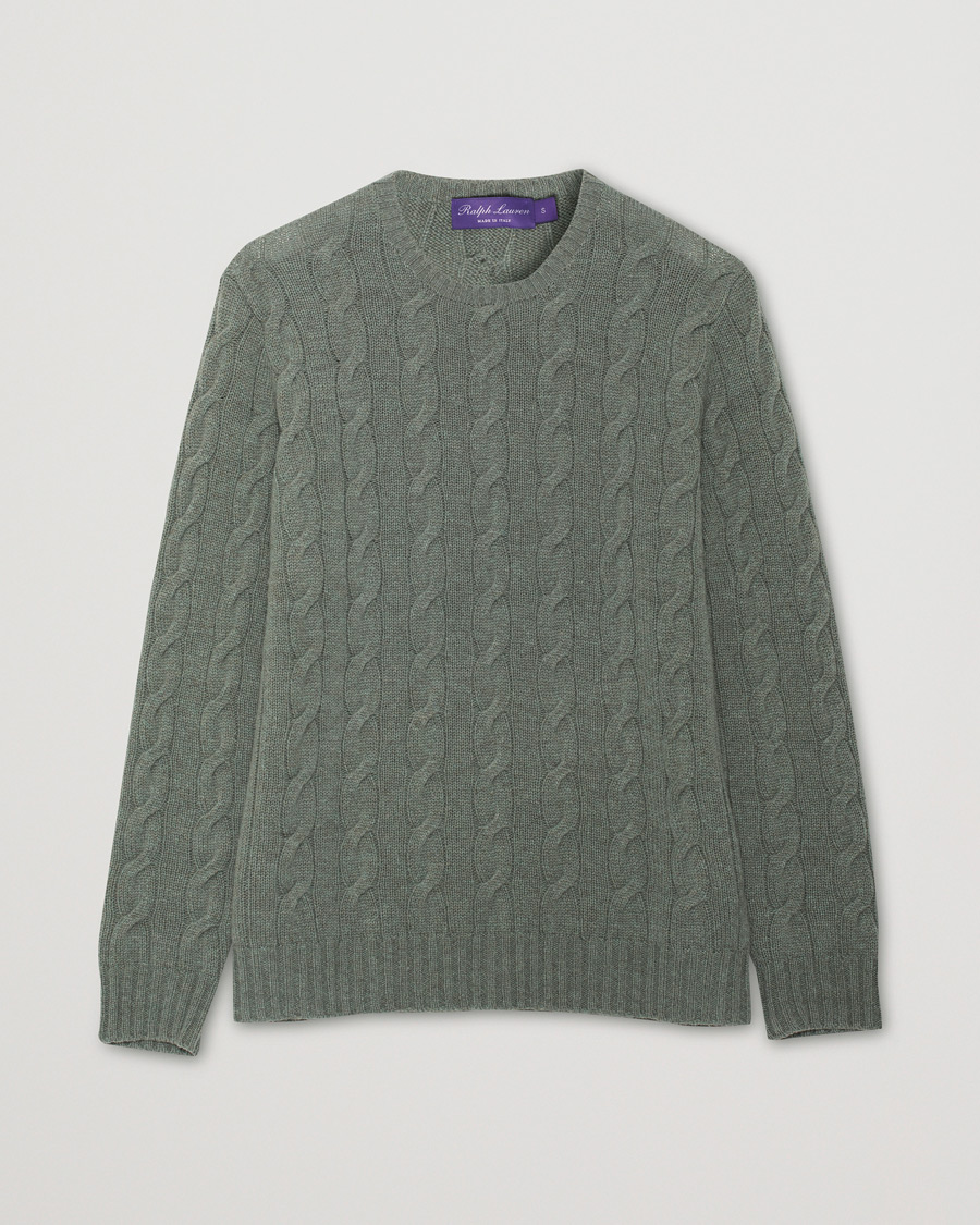Men | Sweaters & Knitwear | Pre-owned | Ralph Lauren Purple Label Cashmere Cable Crew Neck Sweater Sea Spray