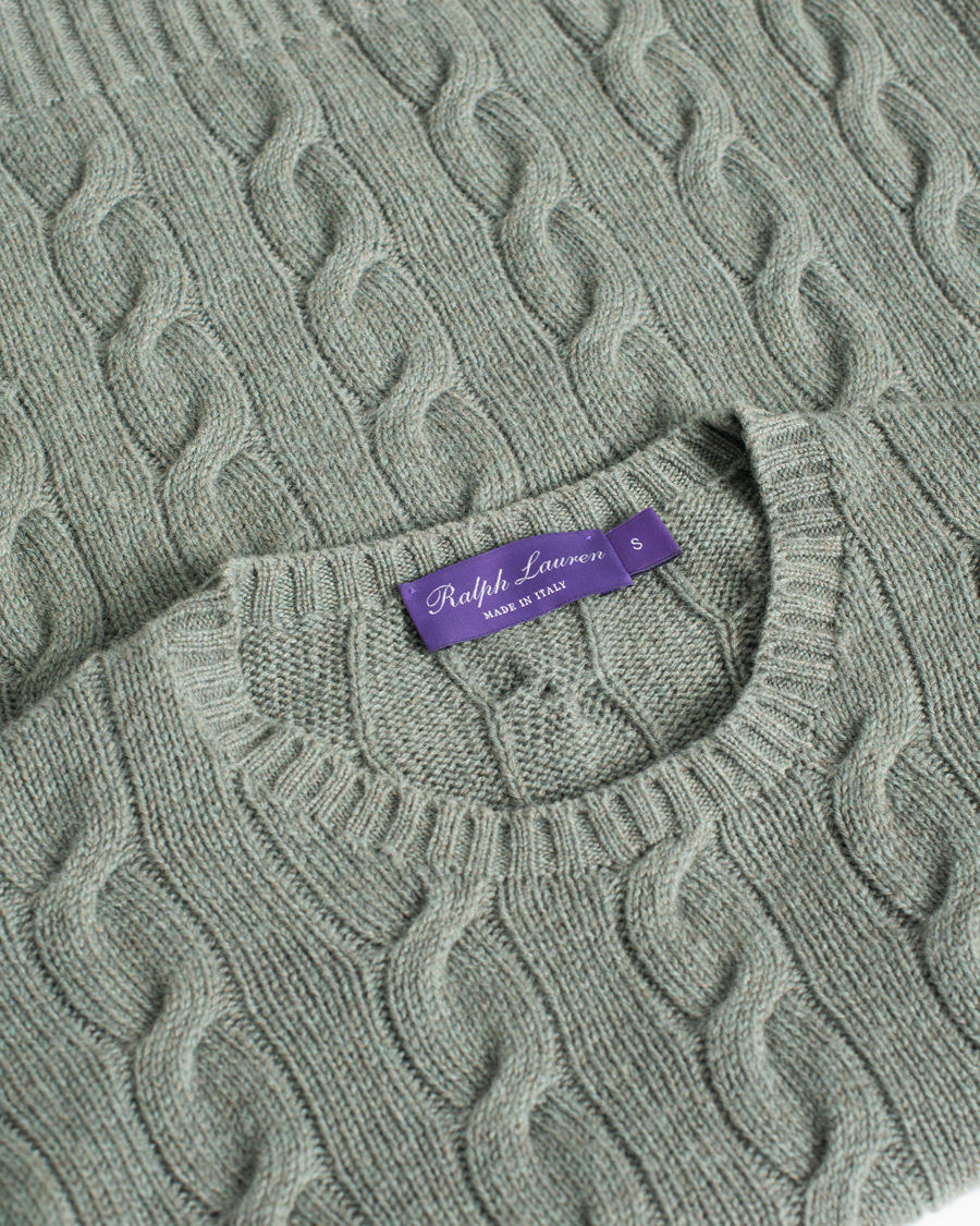 Men | Sweaters & Knitwear | Pre-owned | Ralph Lauren Purple Label Cashmere Cable Crew Neck Sweater Sea Spray