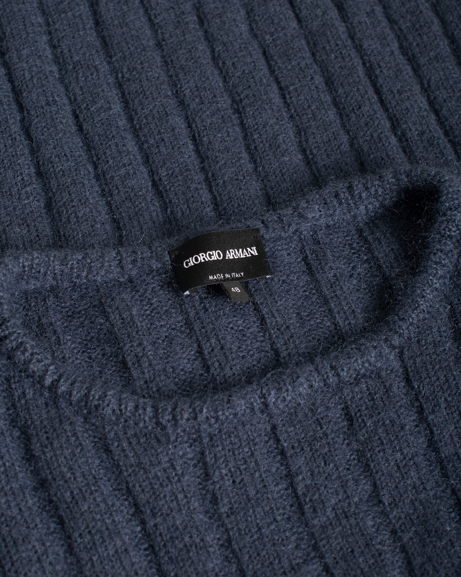 Men | Sweaters & Knitwear | Pre-owned | Giorgio Armani Rib Stitch Mohair Sweater Navy